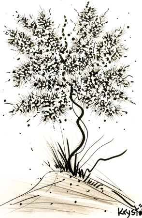 Série "Natures Libres", Dessin, 33x22 cm, feutre et crayon sur papier d'art, encadrement bois, pièce unique, 